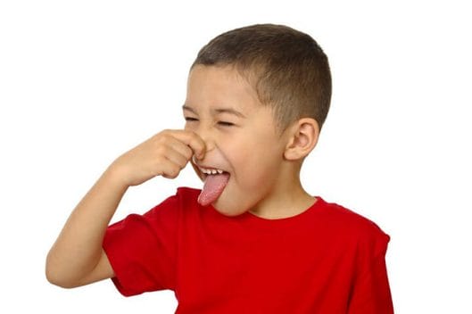 child holding nose