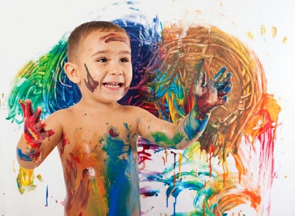 child with messy painting
