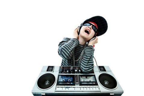 child pretending to DJ