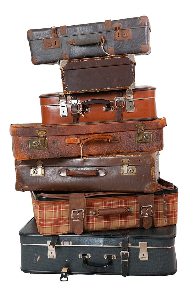 bags luggage stacked old leather retro travel