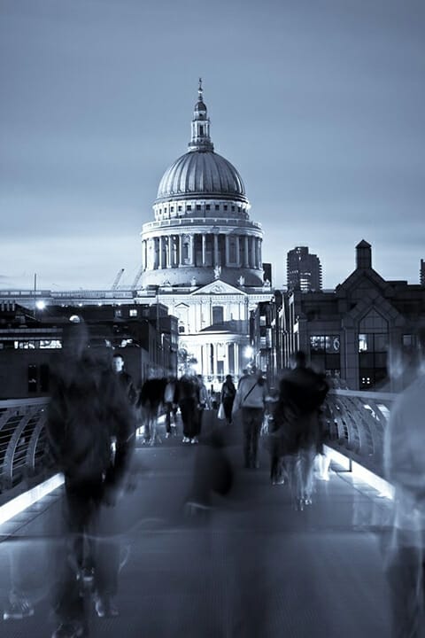 london ghosting st pauls cathedral millenium bridge people blur motion