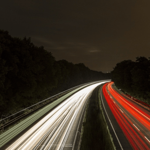 light trails red white road cars long exposure