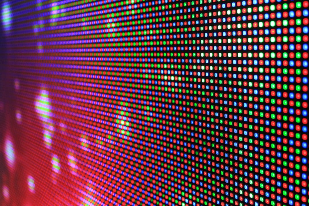 Red blue green led pattern wall of colour space gamut