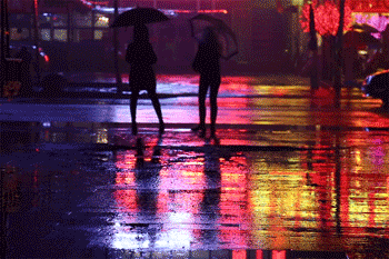 reflection colour red yellow pink night water reflection puddle cinemagraph