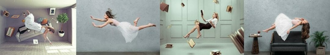 levitation floating ladies books model photography trick Levitation photography