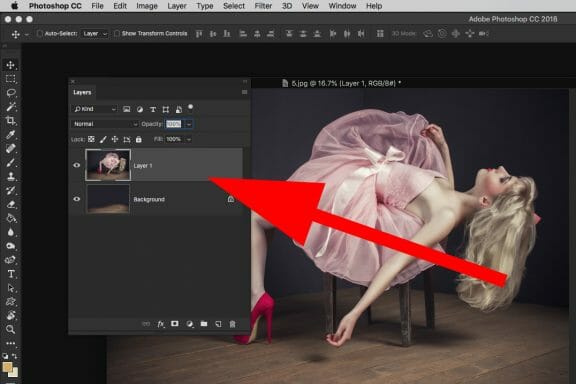 photoshop select all screen capture model pink dress 2 layers panel