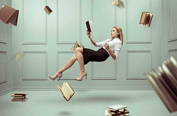 model levitation photography floating books reading pages