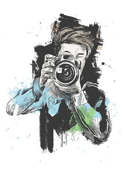 man with camera in shadows