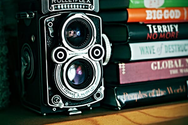 twin lens vintage camera rolleiflex books