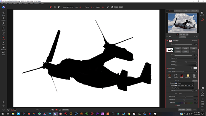 Scott Dunham Copyright 2020 Aviation photography editing screenshot 5 luminosity mask