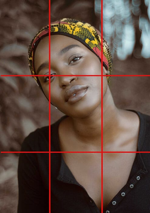 a woman portrait rule of thirds example