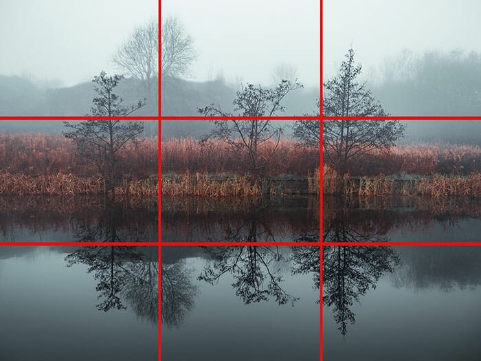 a foggy canal symmetrical rule of thirds example