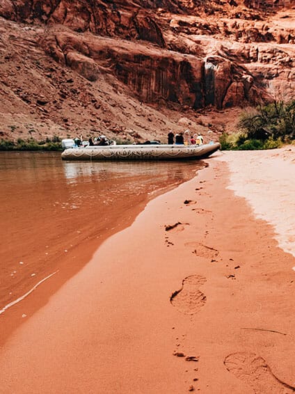Colorado riverbed sand footsteps