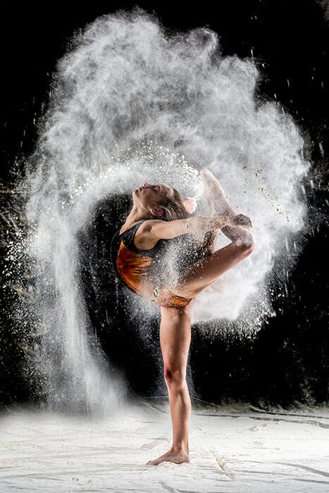 dancer with white paint powder
