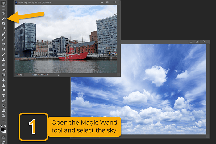 replacing sky in photoshop magic wand