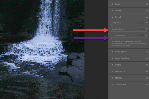 Noise Reduction Example Camera RAW