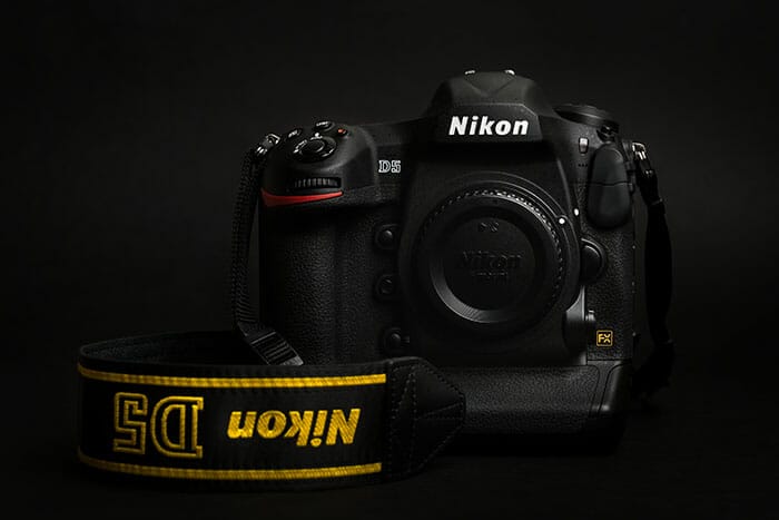 Nikon camera on black background D5 best camera for beginners
