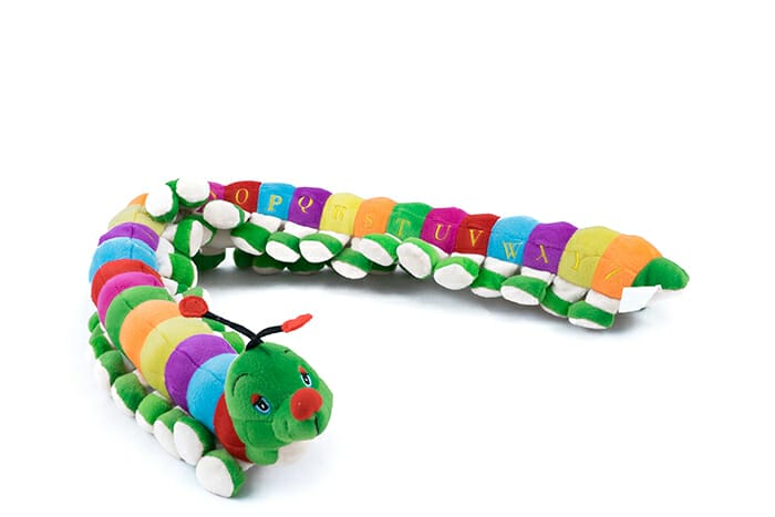 Colourful Children's Toy Caterpillar on a white background