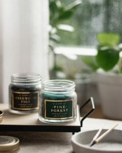 how to do product photography two green candles sat by a window