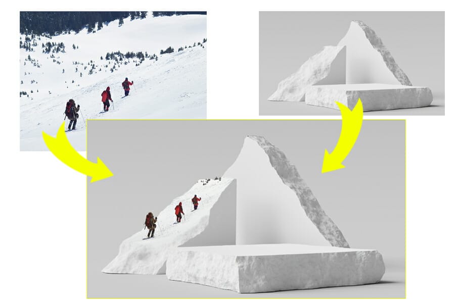 Mountains and Walkers Background (composite 900px 2) how to photoshop photos together the mountain walkers example