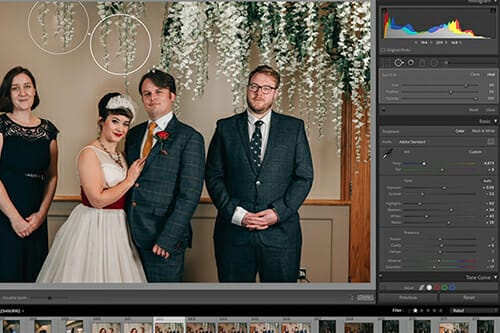 screenshot of a wedding in lightroom classic