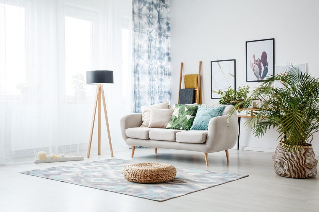 Black,Lamp,Standing,By,A,Sofa,And,A,Row,Of Real Estate Photography Tutorial