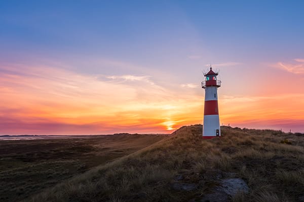 Lighthouse,Sylt,List,East,-,Ellenbogen,At,Sunset,With,Beautiful