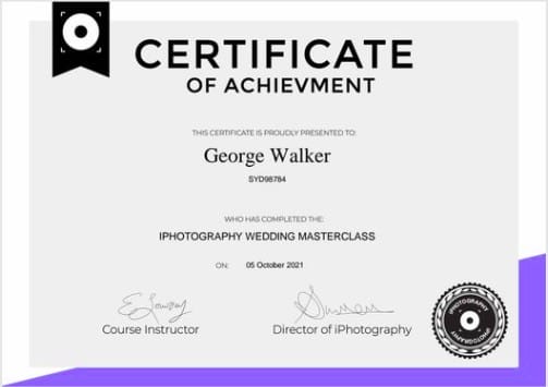 photography course certificate