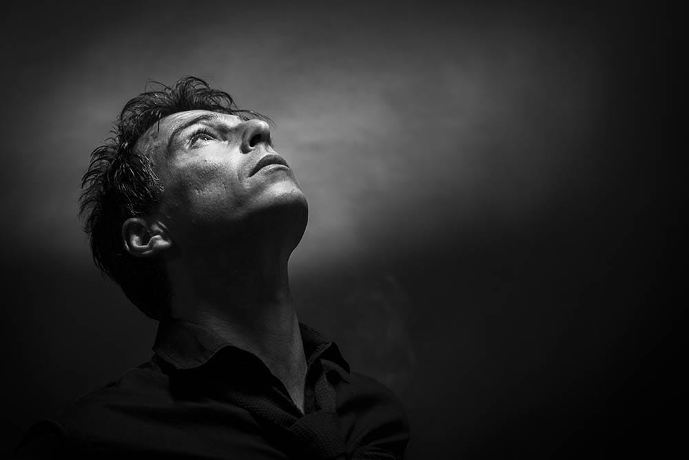 Isolated,Thinking,Man,Face,Looking,Up.,Low,Key,,,Black low light portraits example