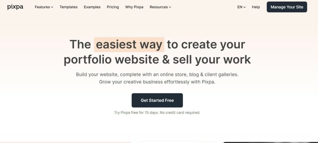 best portfolio website builders Pixpa