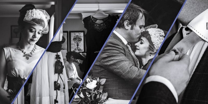 Wedding photography collage in black and white