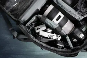 Camera Bag with DSLR and Lenses