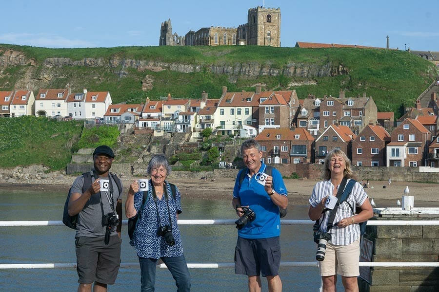 group of photographers in front of Whitby Abbey in Yorkshire