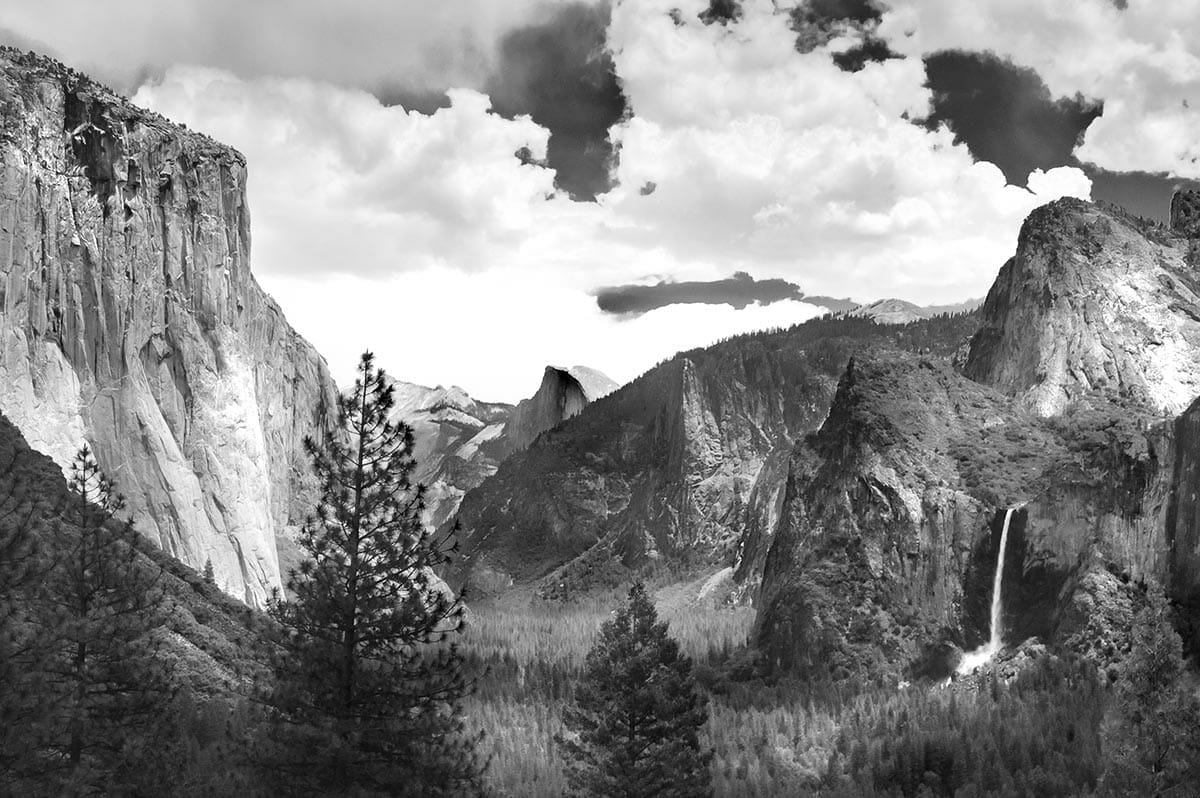 Yosemite Valley in black and white ala Ansel Adams