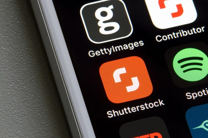 Portland, OR, USA - May 31, 2020: American stock photography company Shutterstock's mobile app icon is seen on a smartphone.