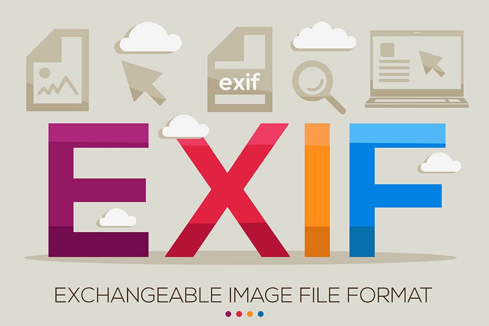 EXIF mean (Exchangeable Image File Format) Computer and Internet acronyms ,letters and icons ,Vector illustration.