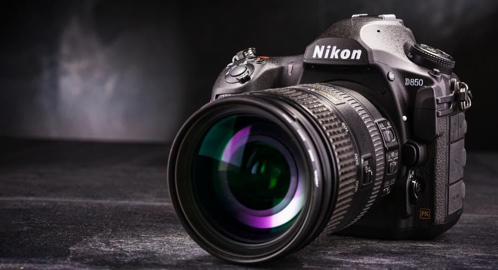 Nikon D850, a brand of Nikon Corporation, a company headquartered in Tokyo, Japan, specializing in optics and imaging products