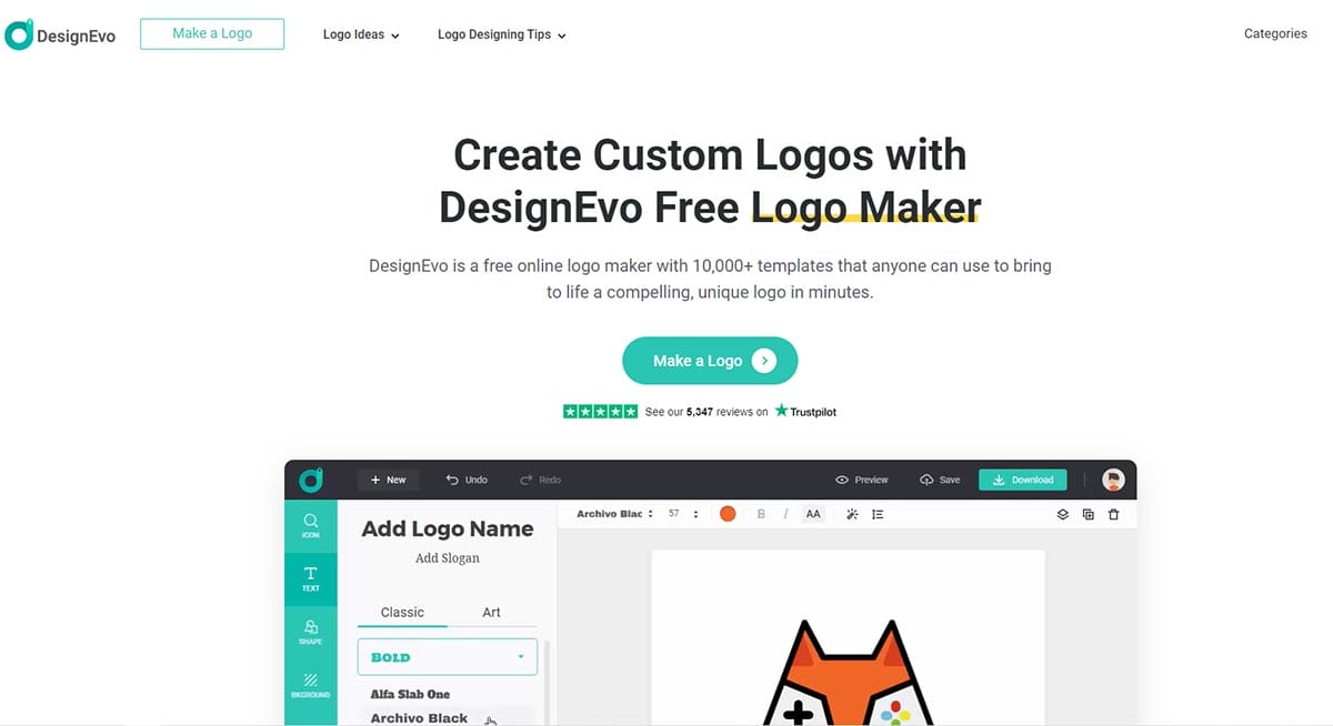 DesignEvo Website Homepage