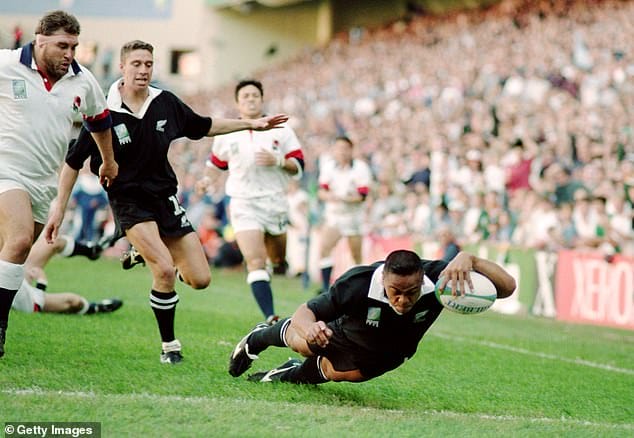 Jonah Lomu's iconic try against England in the 1995 Rugby World Cup
