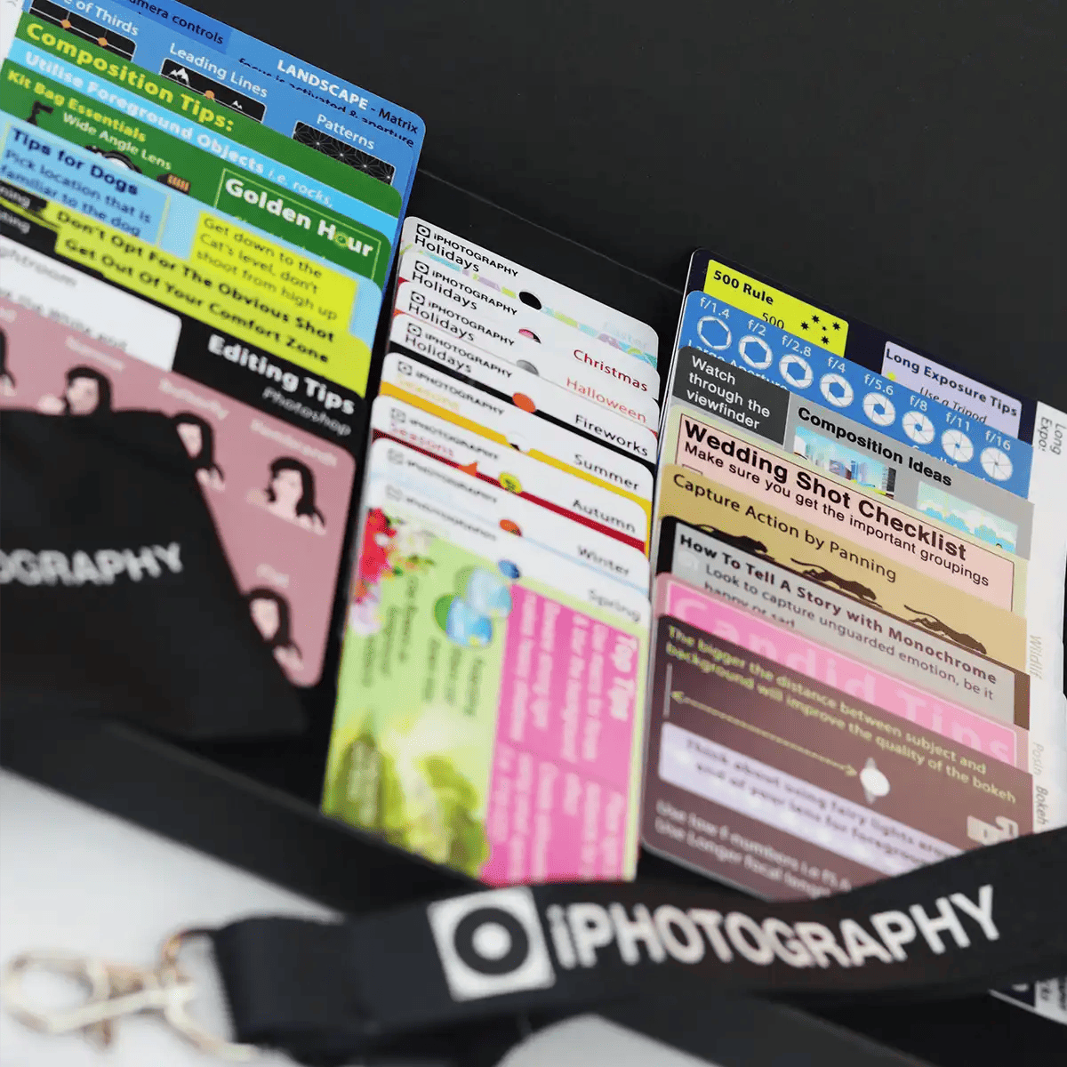 a photo of the iphotography flip cards in a presentation box