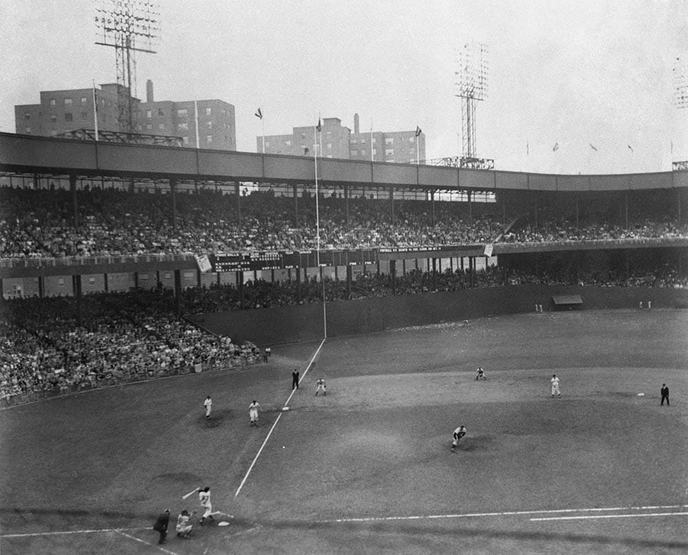 black and white photo a baseball game in 1951