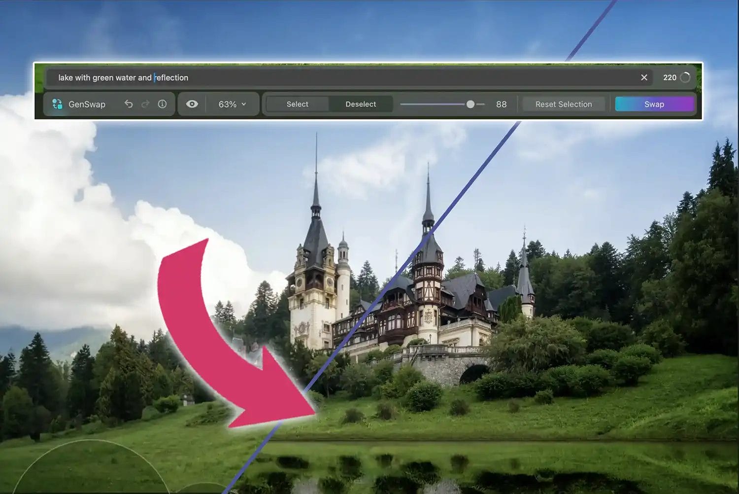 example of how Luminar Neo's GenSwap feature works