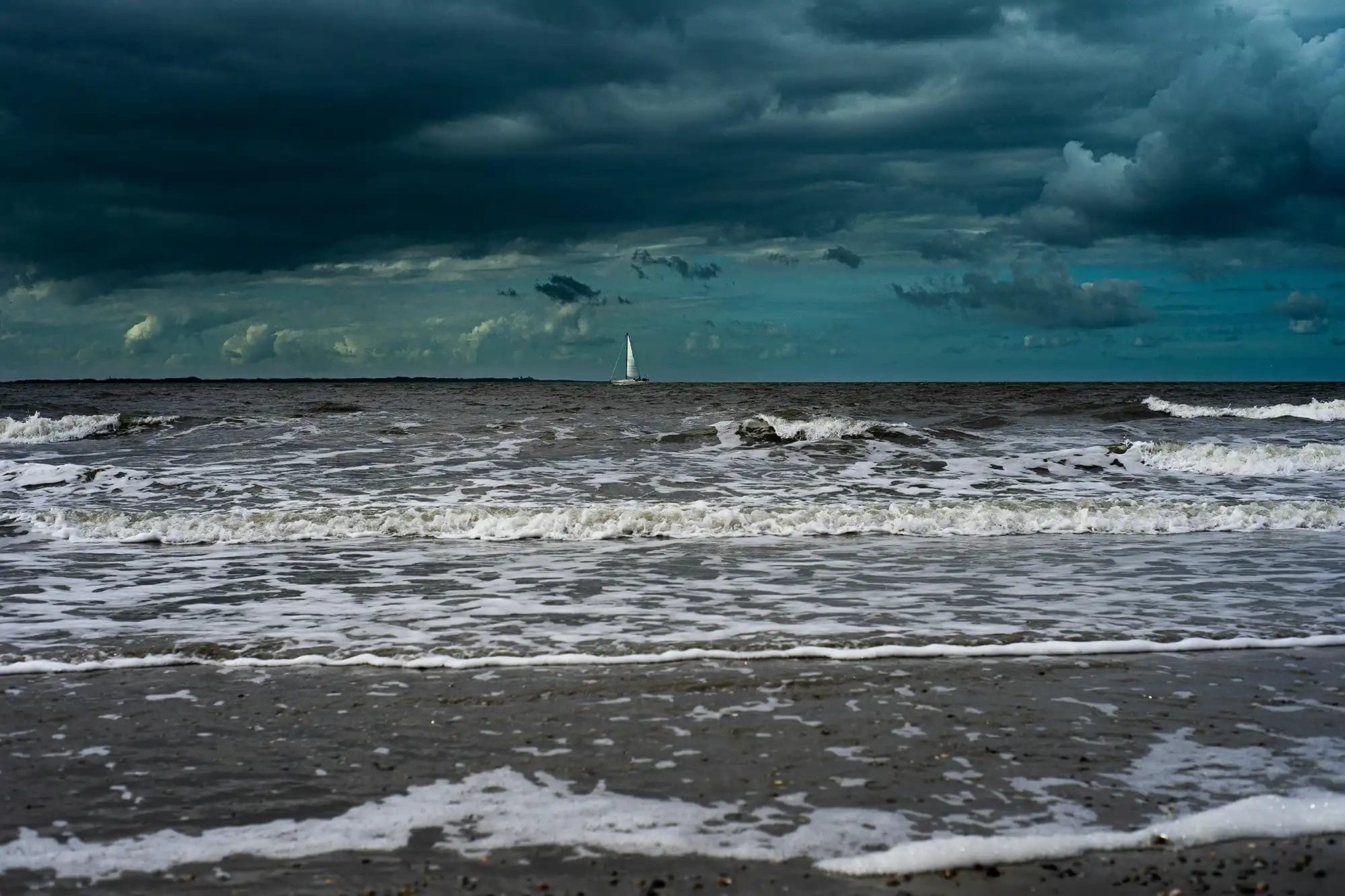 A stormy beach scene